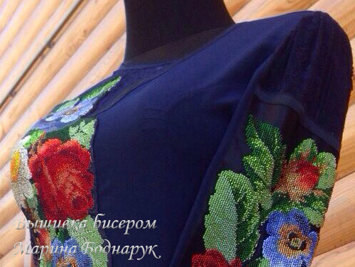 БИСЕР: Вышивка бисером на одежде, Бисер мастер Марина Боднарук платье - фото 01_10