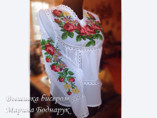 БИСЕР: Вышивка бисером на одежде, Бисер мастер Марина Боднарук блузка - фото 01_01