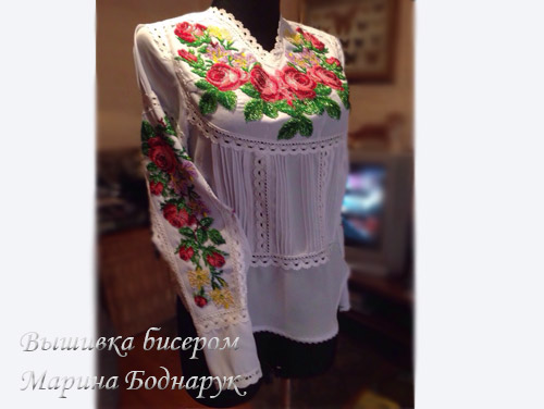 БИСЕР: Вышивка бисером на одежде, Бисер мастер Марина Боднарук блузка - фото 01_03