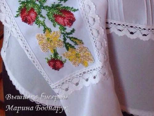 БИСЕР: Вышивка бисером на одежде, Бисер мастер Марина Боднарук блузка - фото 01_06