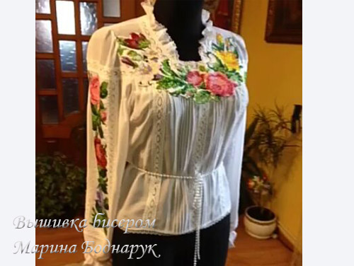 БИСЕР: Вышивка бисером на одежде, Бисер мастер Марина Боднарук блузка - фото 02_01